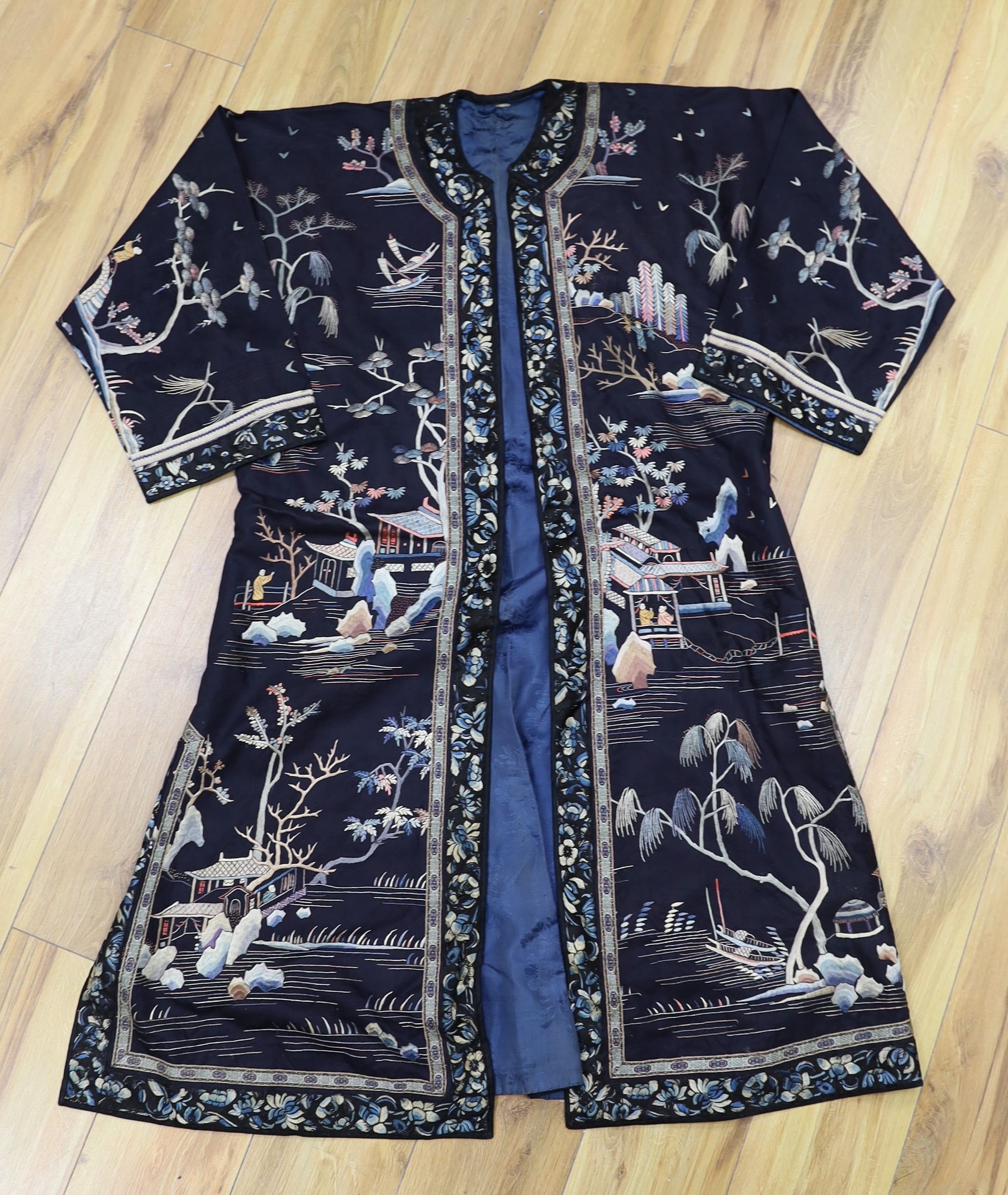 A Chinese embroidered silk robe
